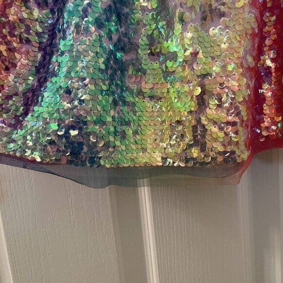 H&M Rainbow Sequin Skirt Elastic Waist Girls Size 7-8 years - Picture 4 of 9